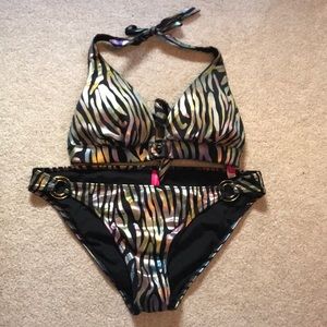 Rainbow zebra bikini